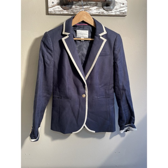 womens banana republic blazer SIZE 8 navy white - Picture 7 of 9